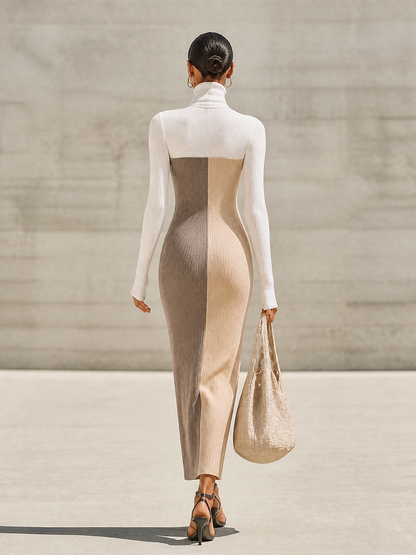 Women's Knit Color Block Maxi Dress – ModClo