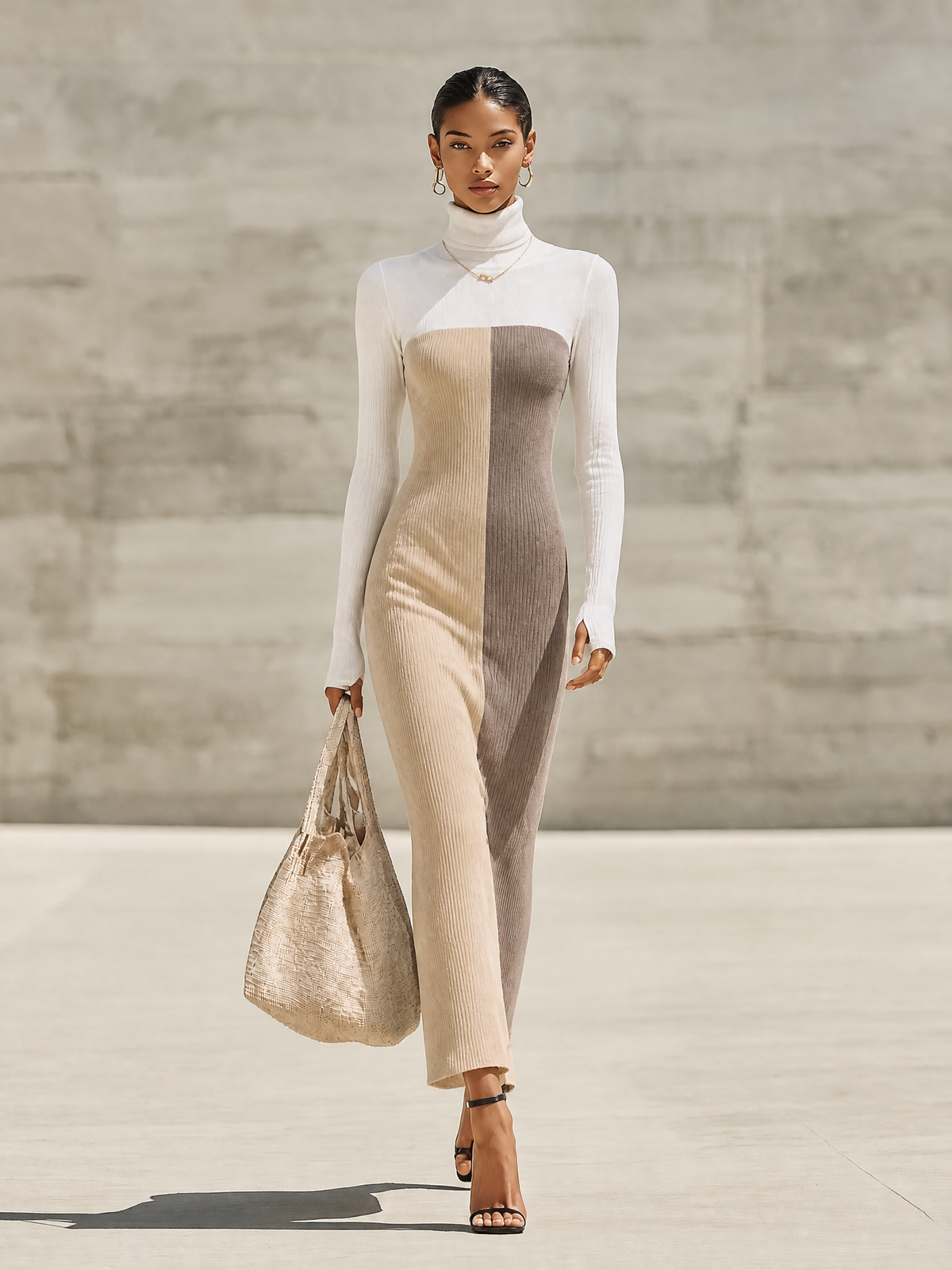 Women's Knit Color Block Maxi Dress – ModClo