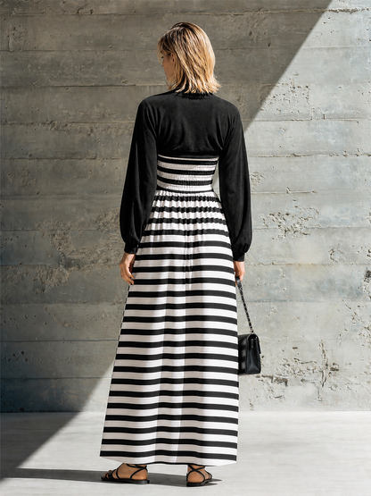 Women's Drawstring Striped Maxi Dress – ModClo