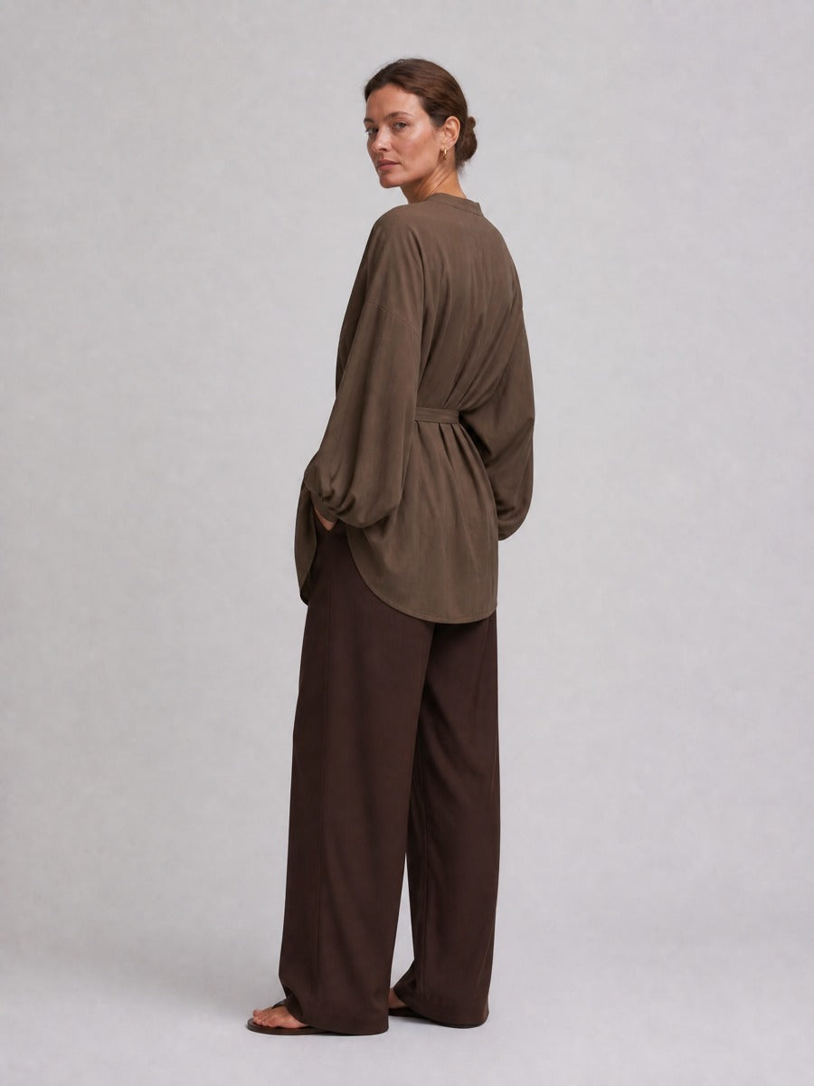 Women's Brown Long Sleeve Oversized Dress – ModClo