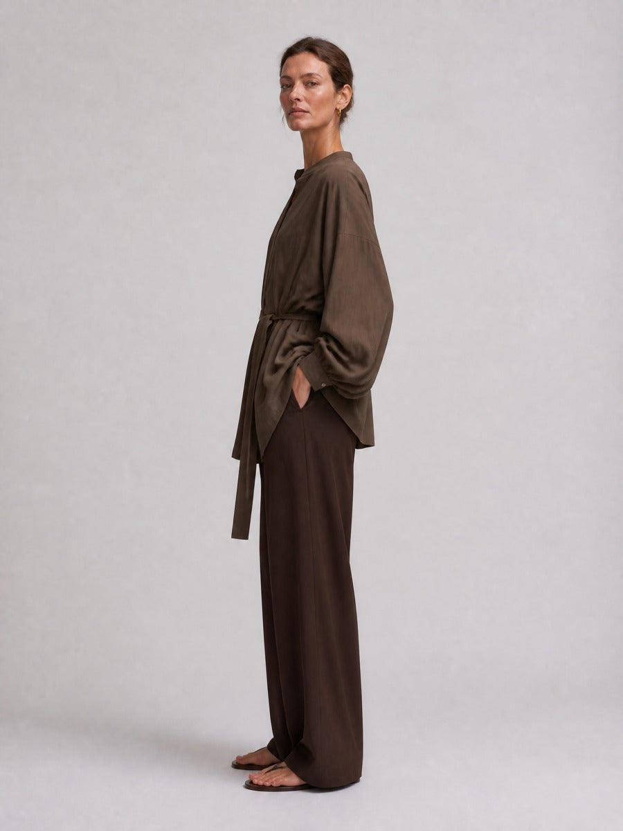 Women's Brown Long Sleeve Oversized Dress – ModClo