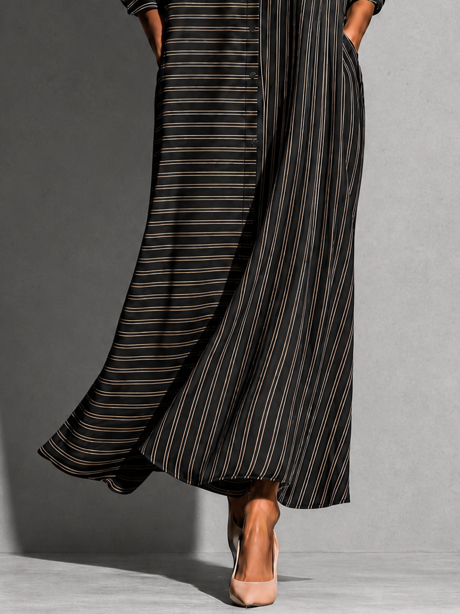 Women's Long Sleeve Striped Maxi Dress – ModClo