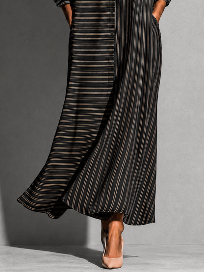 Women's Long Sleeve Striped Maxi Dress – ModClo