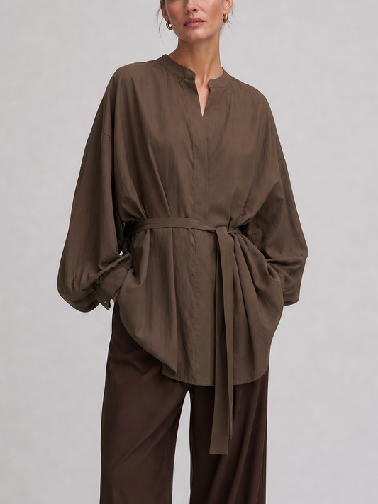 Women's Brown Long Sleeve Oversized Dress – ModClo