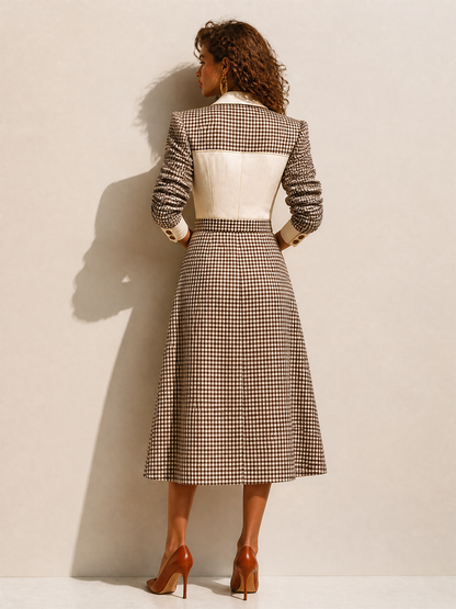 Women's Long Sleeve Belted Vintage Midi Dress – ModClo