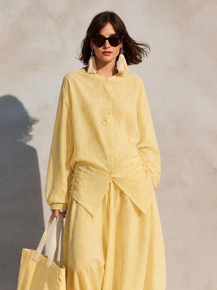 Women's Yellow Linen Dress – ModClo