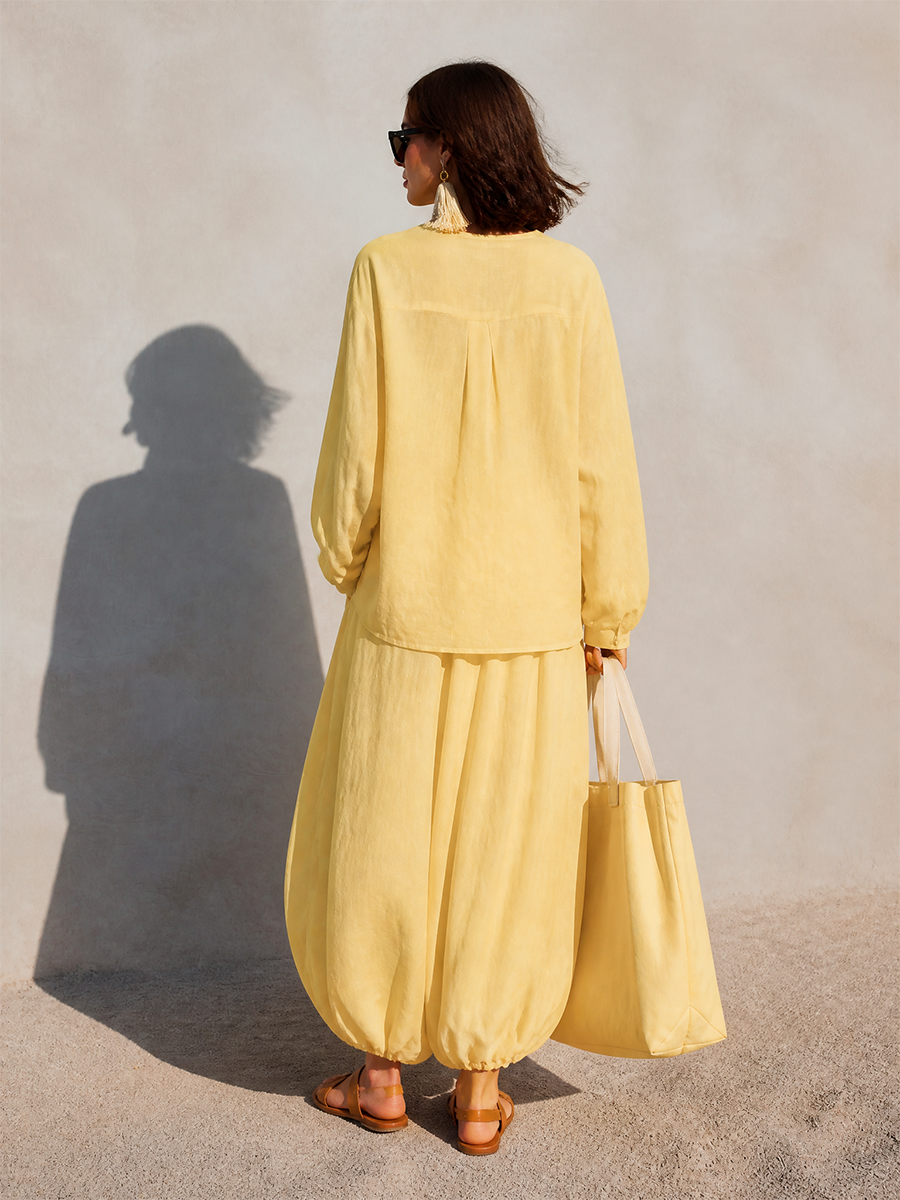 Women's Yellow Linen Dress – ModClo