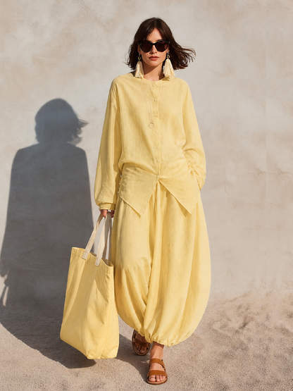 Women's Yellow Linen Dress – ModClo