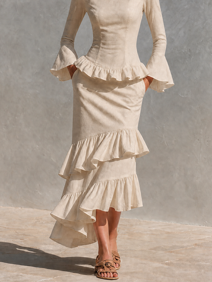 Women's Linen Ruffle Two Two-Piece Set – ModClo