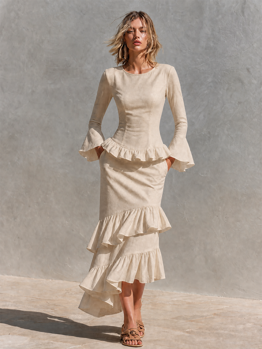 Women's Linen Ruffle Two Two-Piece Set – ModClo