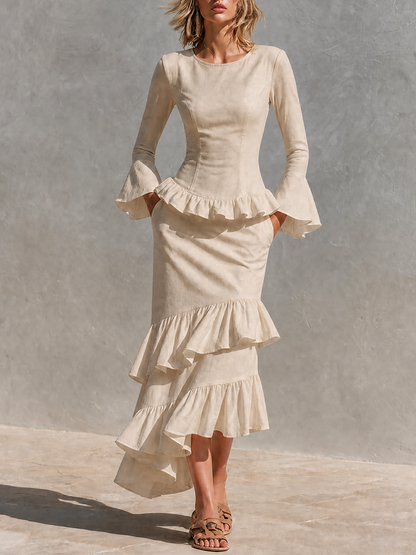 Women's Linen Ruffle Two Two-Piece Set – ModClo