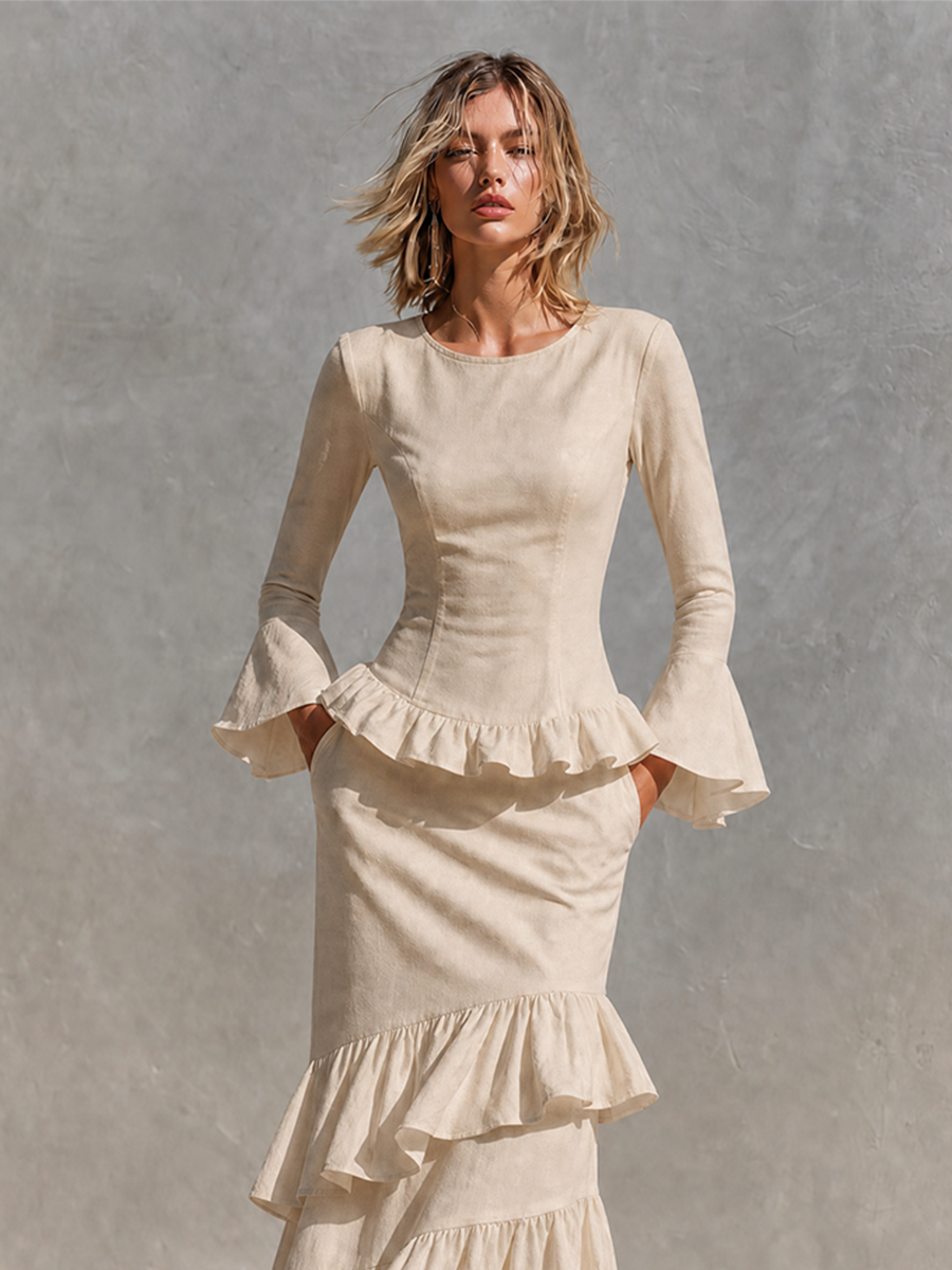 Women's Linen Ruffle Two Two-Piece Set – ModClo