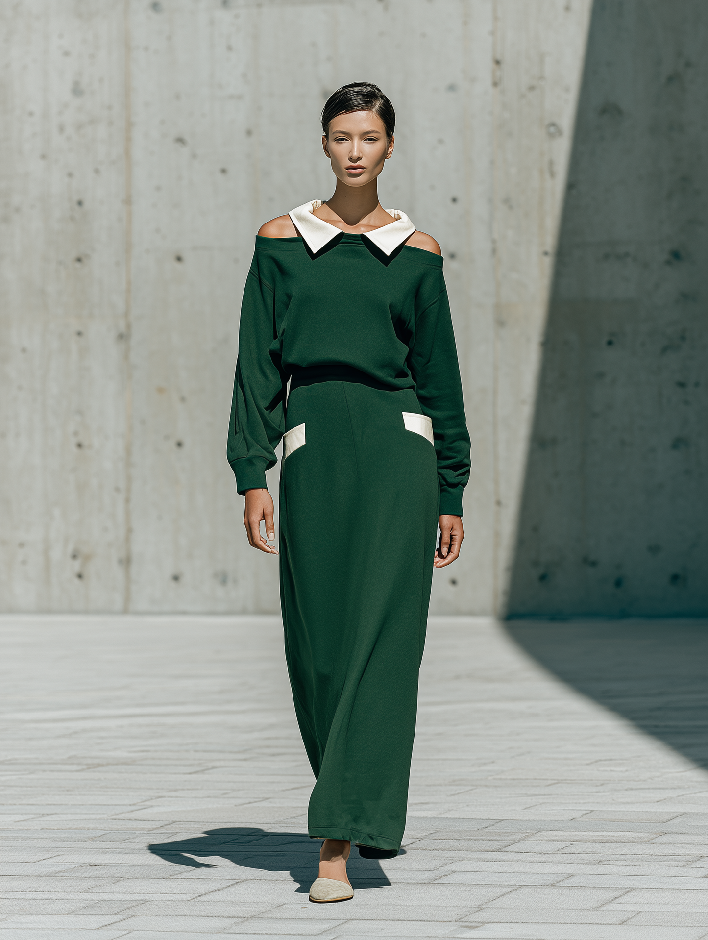 Women's Green Cold Shoulder Skirt Set – ModClo