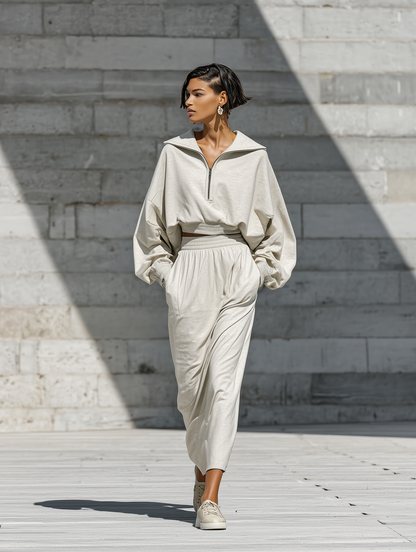 Women's Beige Batwing Skirt Set – ModClo
