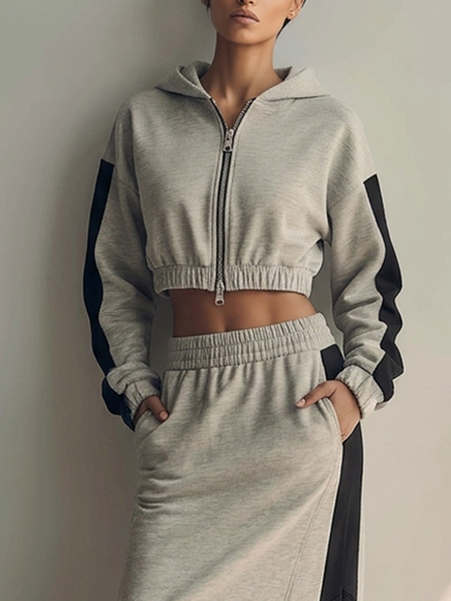Women's Color Block Cropped Skirt Set – ModClo