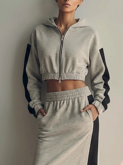 Women's Color Block Cropped Skirt Set – ModClo