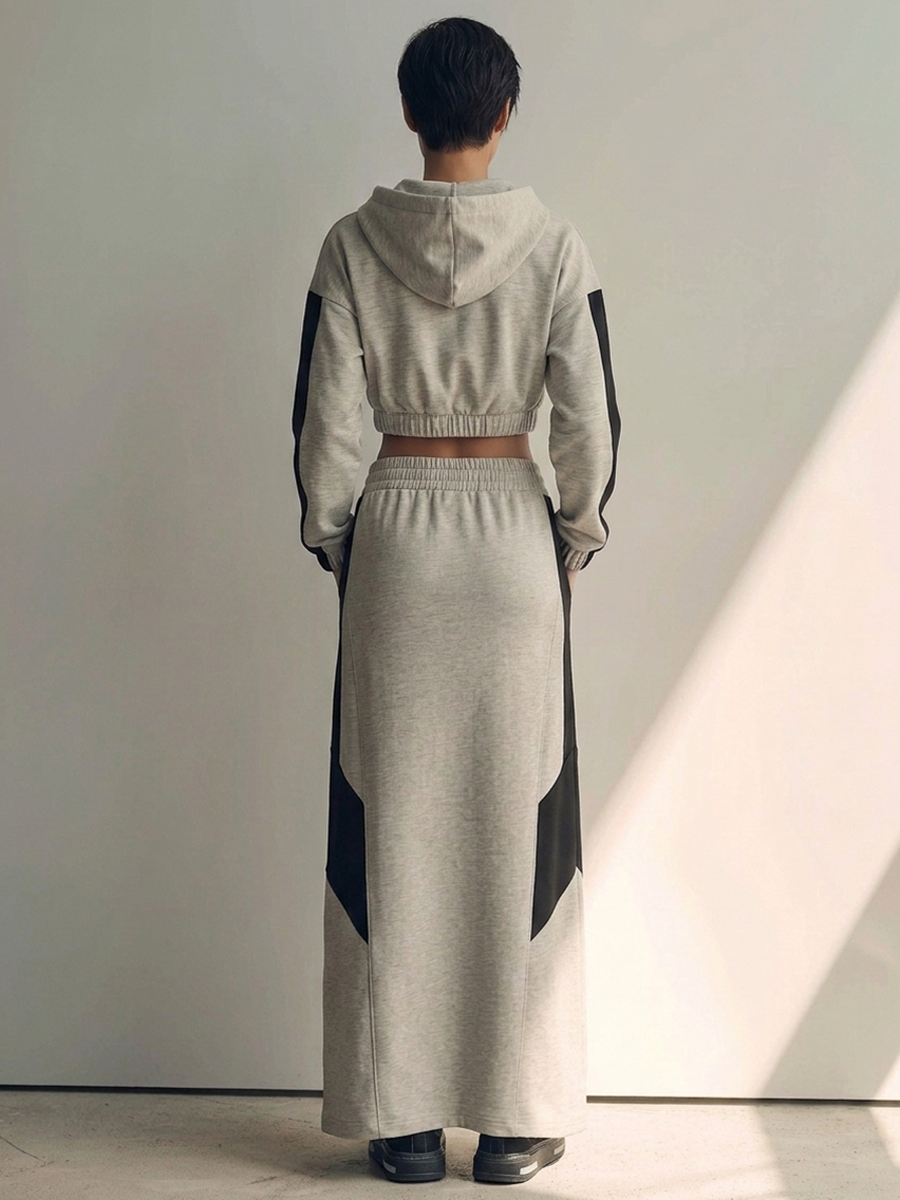 Women's Color Block Cropped Skirt Set – ModClo
