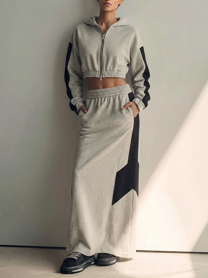 Women's Color Block Cropped Skirt Set – ModClo
