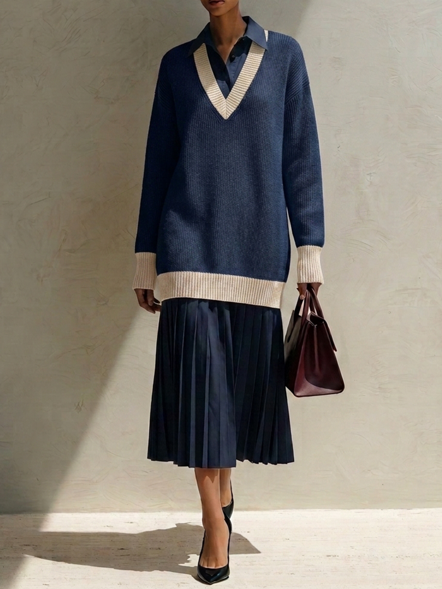 Women's Cotton Color Block Midi Dress – ModClo
