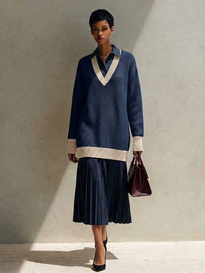 Women's Cotton Color Block Midi Dress – ModClo