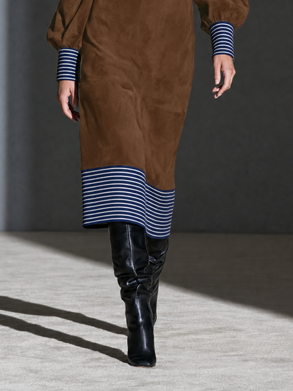 Women's Suede Striped Midi Dress – ModClo