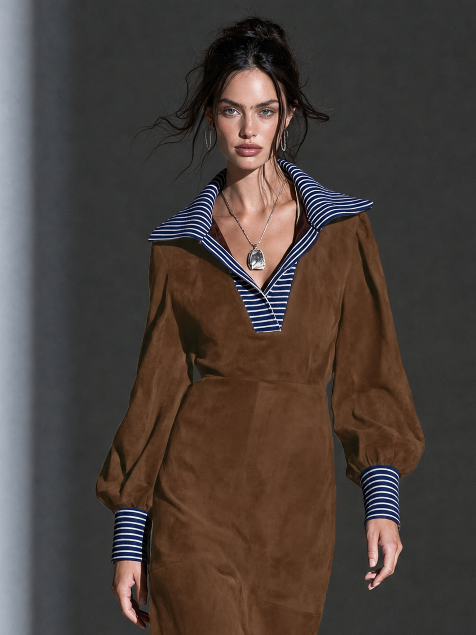 Women's Suede Striped Midi Dress – ModClo