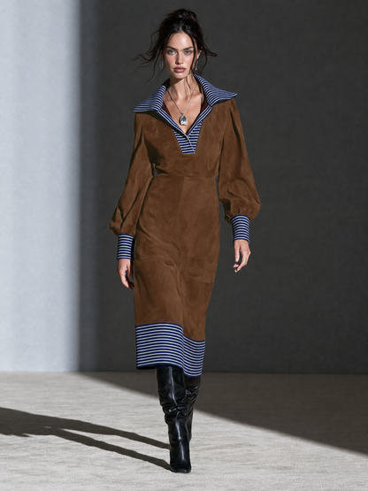 Women's Suede Striped Midi Dress – ModClo