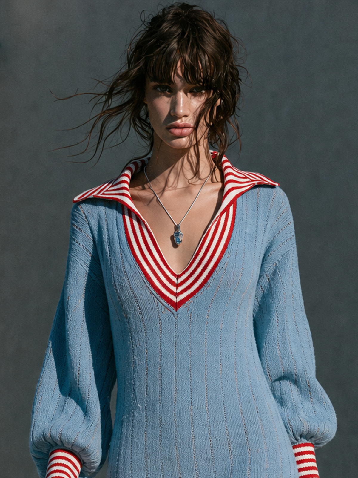 Women's Striped Retro Color Sweater Dress – ModClo