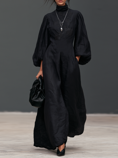 Women's Linen Embroidered Vintage Maxi Dress – ModClo