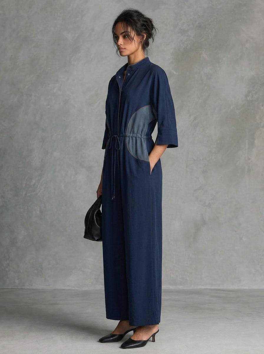Women's Blue Knit Jumpsuit – ModClo