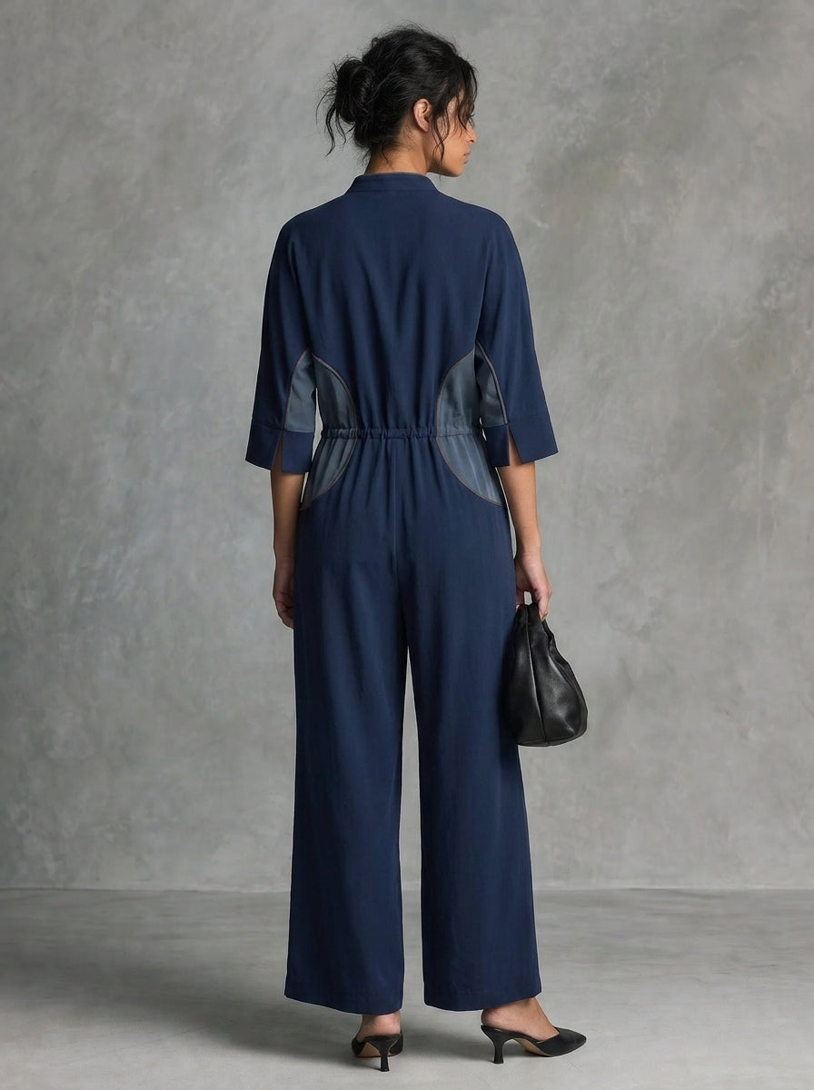 Women's Blue Knit Jumpsuit – ModClo