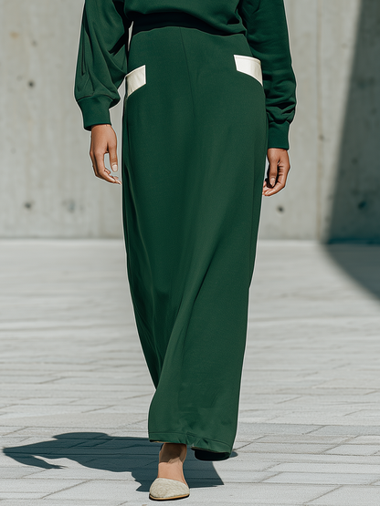 Women's Green Cold Shoulder Skirt Set – ModClo