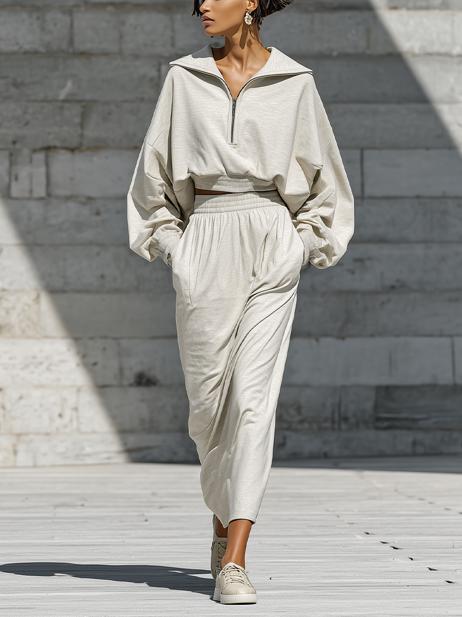 Women's Beige Batwing Skirt Set – ModClo