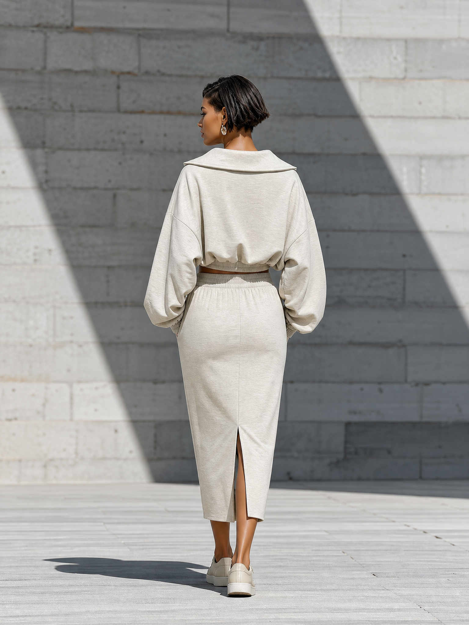 Women's Beige Batwing Skirt Set – ModClo