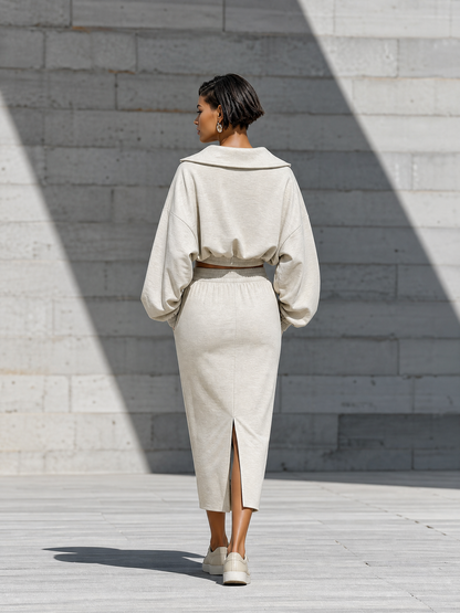 Women's Beige Batwing Skirt Set – ModClo
