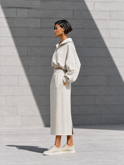 Women's Beige Batwing Skirt Set – ModClo