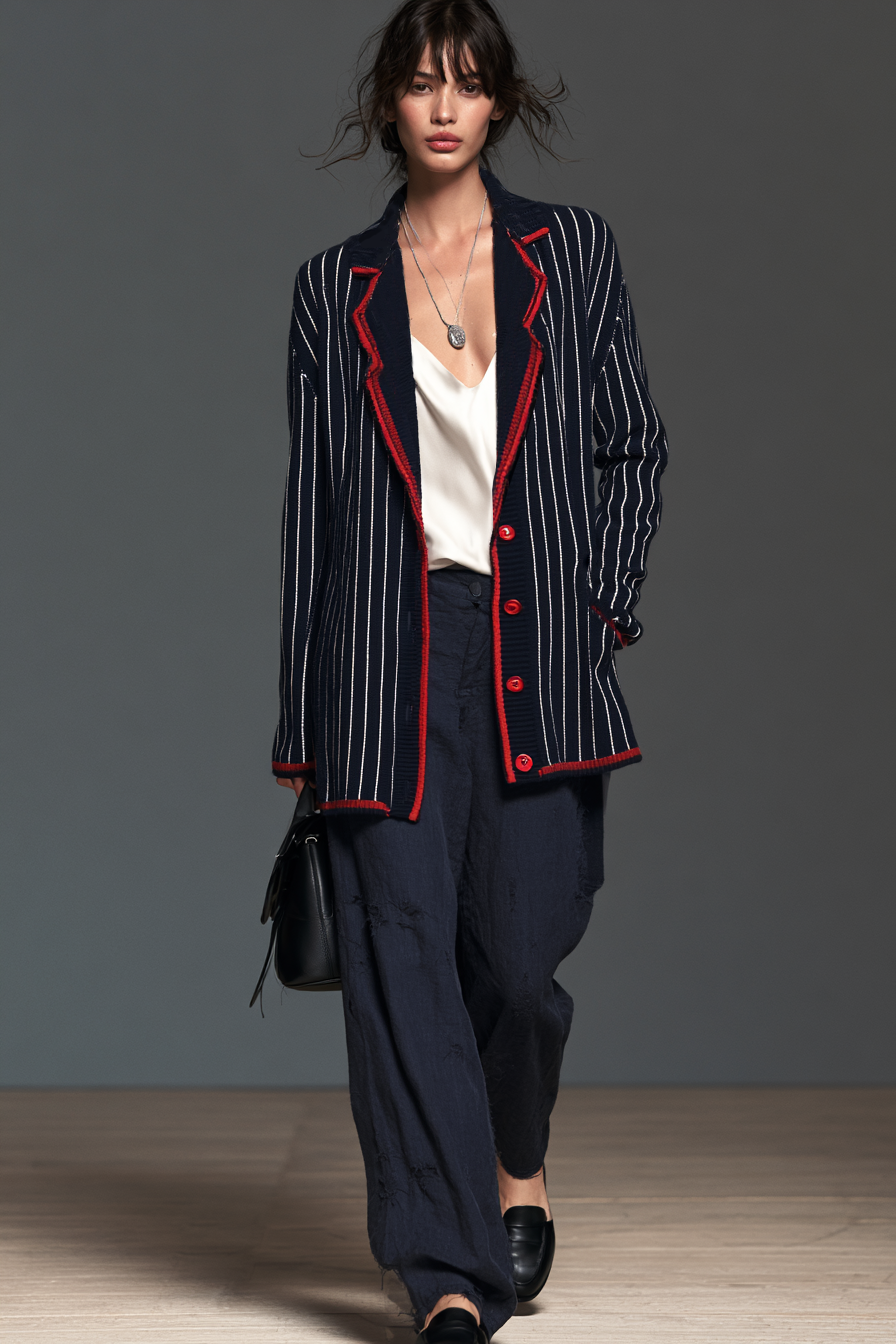 Women's Red Striped Vintage Cardigan – ModClo
