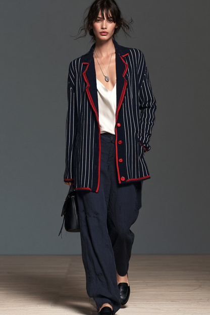 Women's Red Striped Vintage Cardigan – ModClo