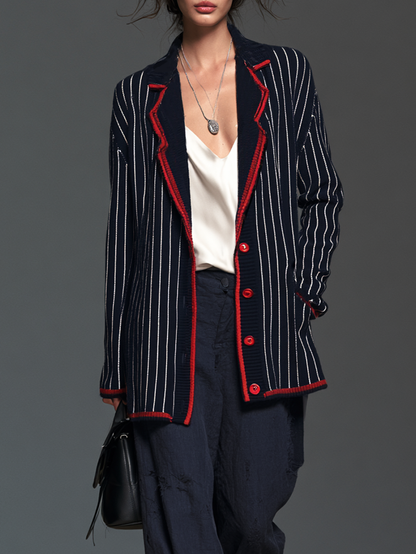 Women's Red Striped Vintage Cardigan – ModClo