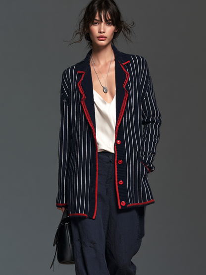 Women's Red Striped Vintage Cardigan – ModClo