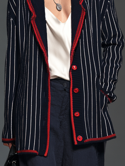 Women's Red Striped Vintage Cardigan – ModClo