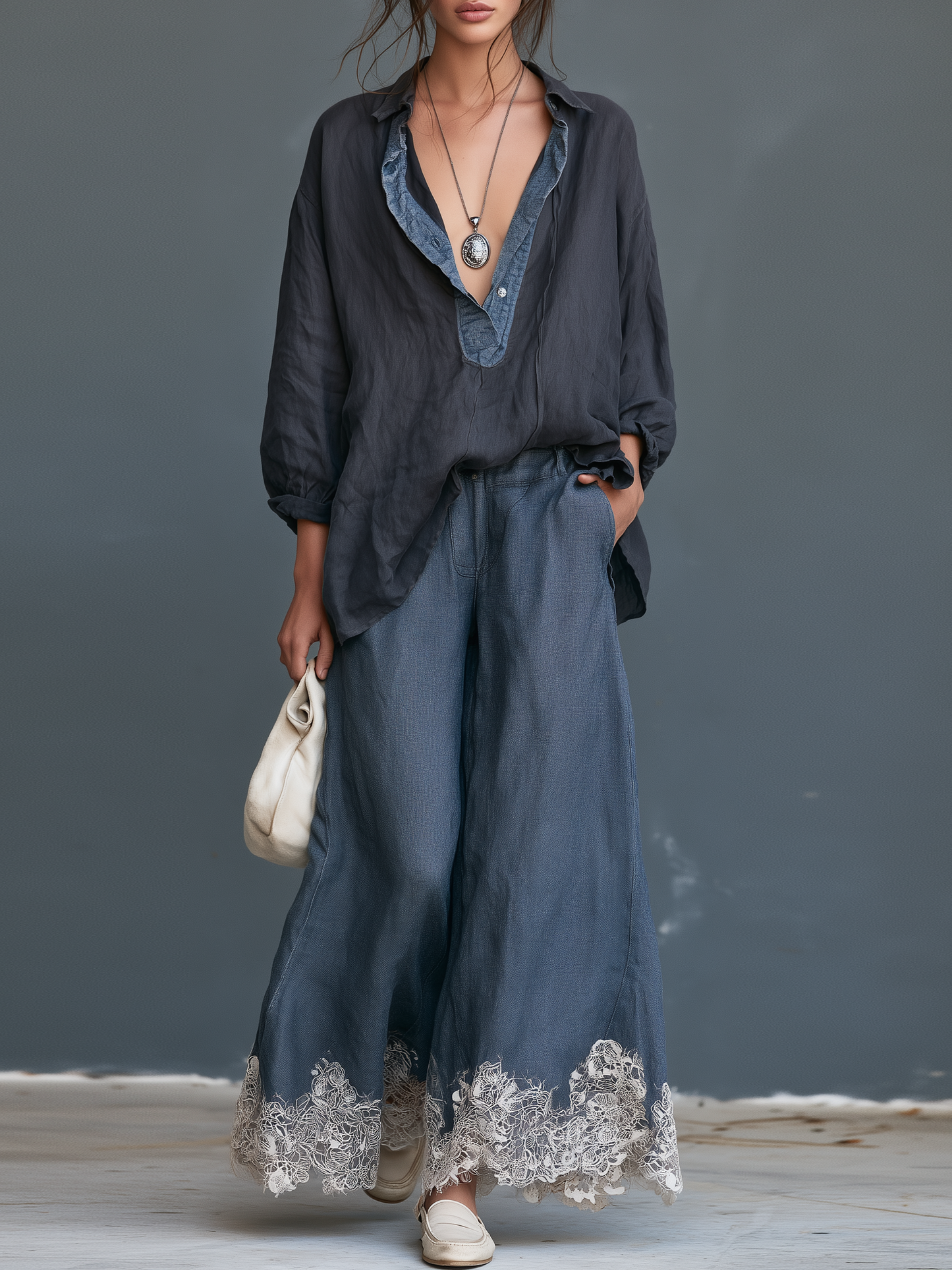 Women's Denim Vintage Trouser Set – ModClo