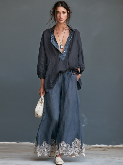 Women's Denim Vintage Trouser Set – ModClo
