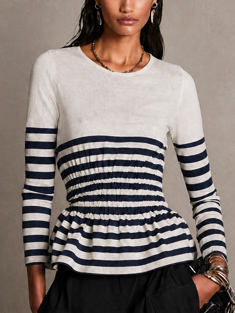 Women's Long Sleeve Striped Knit Top – ModClo