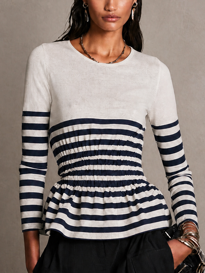 Women's Long Sleeve Striped Knit Top – ModClo