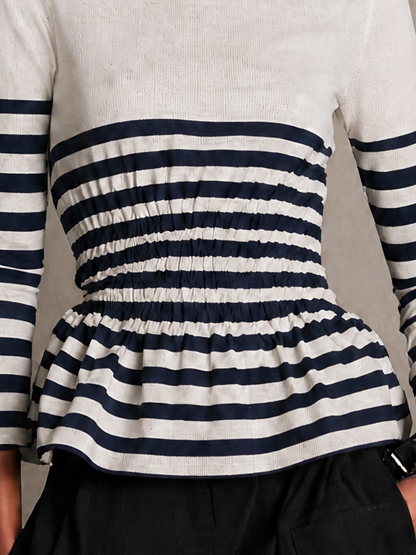 Women's Long Sleeve Striped Knit Top – ModClo