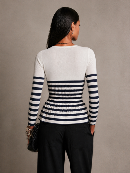 Women's Long Sleeve Striped Knit Top – ModClo