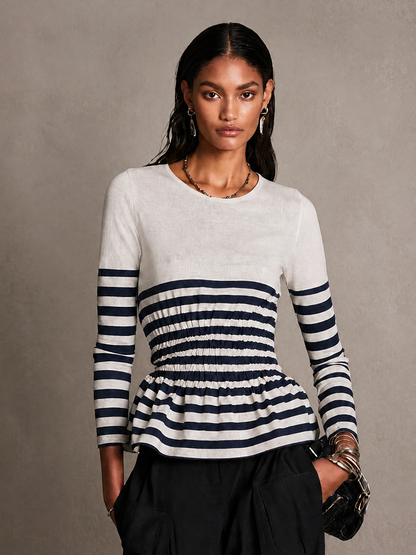 Women's Long Sleeve Striped Knit Top – ModClo