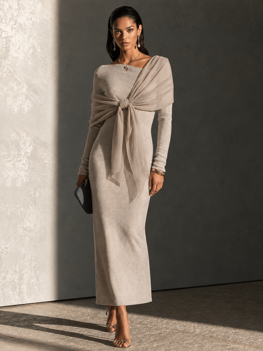Women's Knit Knit Shawl Maxi Dress – ModClo