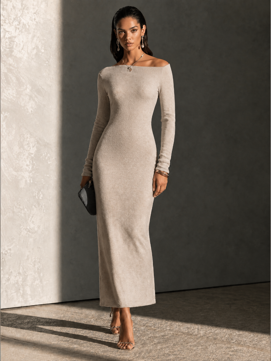 Women's Knit Knit Shawl Maxi Dress – ModClo